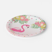 フラミンゴの誕生日の紙皿の熱帯ルアウ（ハワイ式宴会） ペーパープレート (アングル)