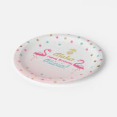 フラミンゴの誕生日の紙皿の熱帯ルアウ（ハワイ式宴会） ペーパープレート (アングル)