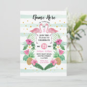 フラミンゴの誕生日の群は誕生会の招待を飾ります 招待状 (スタンド正面)