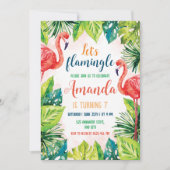 フラミンゴの誕生日パーティー招待状 Let's Flamingle 招待状 (正面)