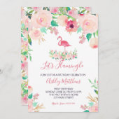 フラミンゴの誕生日招待状, フラミンゴのシャワー 招待状 (正面/裏面)