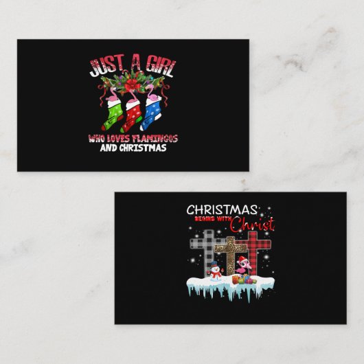 フラミンゴの贈り物|フラミンゴとクリスマスが大好き エンクロージャーカード (正面/裏面)