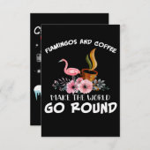 フラミンゴの贈り物|フラミンゴとコーヒー サンキューカード (正面/裏面)