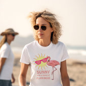 フラミンゴの面白いビーチ天気予報 Tシャツ