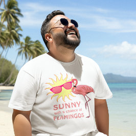 フラミンゴの面白いビーチ天気予報 Tシャツ