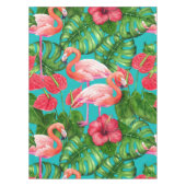 フラミンゴの鳥と熱帯の庭の水彩 テーブルクロス (正面)