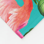 フラミンゴの鳥と熱帯の庭の水彩 フリースブランケット (角)
