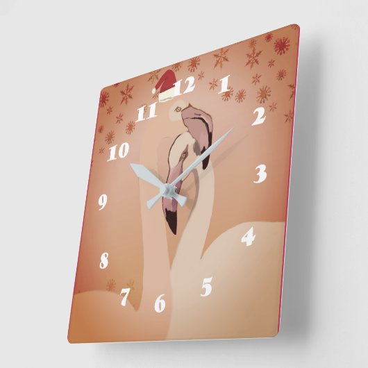 フラミンゴの鳥の新年の柱時計 スクエア壁時計 (傾斜)