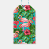 フラミンゴの鳥類と熱帯の庭水の色 ギフトタグ (裏面)