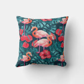 フラミンゴの鳥類と熱帯の庭水の色 クッション (裏面)