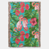 フラミンゴの鳥類と熱帯の庭水の色 スローブランケット (正面縦)