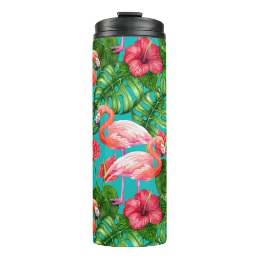 フラミンゴの鳥類と熱帯の庭水の色 タンブラー (正面)