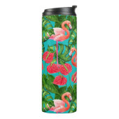 フラミンゴの鳥類と熱帯の庭水の色 タンブラー (回転左)