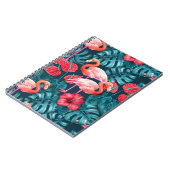 フラミンゴの鳥類と熱帯の庭水の色 ノートブック (左側)