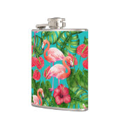 フラミンゴの鳥類と熱帯の庭水の色 フラスク (左)