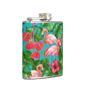 フラミンゴの鳥類と熱帯の庭水の色 フラスク (右)
