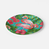 フラミンゴの鳥類と熱帯の庭水の色 ペーパープレート (アングル)