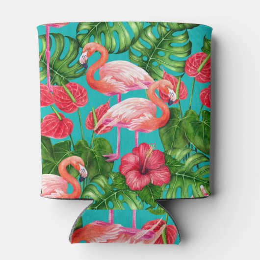 フラミンゴの鳥類と熱帯の庭水の色 缶クーラー (裏面)