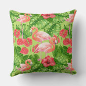フラミンゴの鳥類と熱帯植物 クッション (裏面)