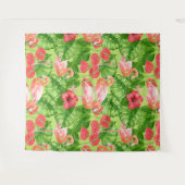 フラミンゴの鳥類と熱帯植物 タペストリー (正面(横))