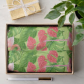 フラミンゴの鳥類と熱帯植物 薄葉紙 (ギフト)