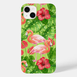 フラミンゴの鳥類と熱帯植物 Case-Mate iPhone 14 PLUSケース