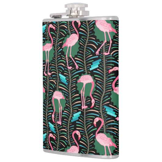 フラミンゴの鳥20s Decoのシダは黒い緑を模造します フラスク (左)