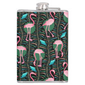 フラミンゴの鳥20s Decoのシダは黒い緑を模造します フラスク (裏面)