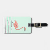 フラミンゴの「文字」の荷物のラベルの緑 ラゲッジタグ (正面横)