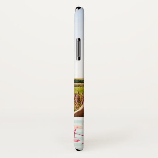 フラミンゴはの|を加えますあなたの写真及びモノグラムを縞で飾ります Case-Mate iPhoneケース (裏面/右)