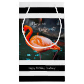 フラミンゴは黒い違うの名ストライプ前 スモールペーパーバッグ (裏面)