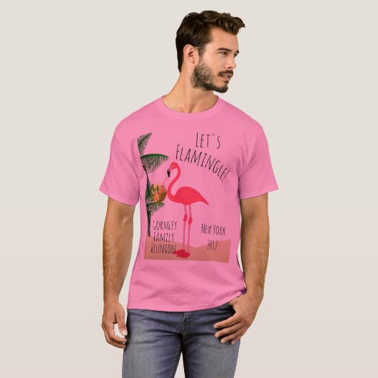 フラミンゴはFlamingleの家族会のワイシャツ Tシャツ (正面フル)