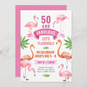 フラミンゴへの招待(熱帯フラミンゴ) 招待状 (正面/裏面)