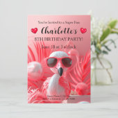 フラミンゴよくはしゃぐフィエスタ誕生日 招待状 (スタンド正面)