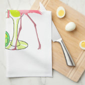 フラミンゴをつつき上げよう キッチンタオル (四つ折り)