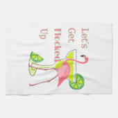 フラミンゴをつつき上げよう キッチンタオル (横)