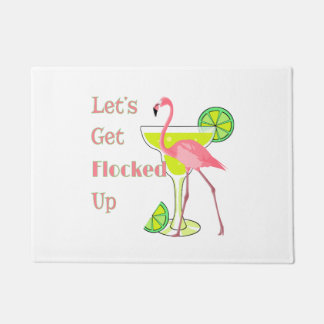 フラミンゴをつつき上げよう ドアマット