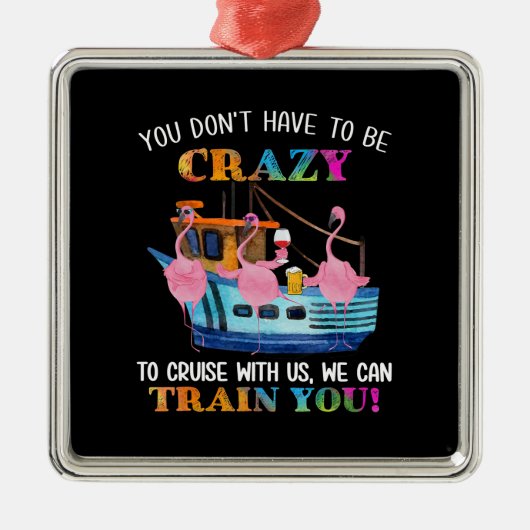 フラミンゴをクルーズす熱狂するる必要はない メタルオーナメント (正面)