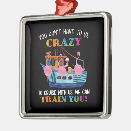 フラミンゴをクルーズす熱狂するる必要はない メタルオーナメント (左)