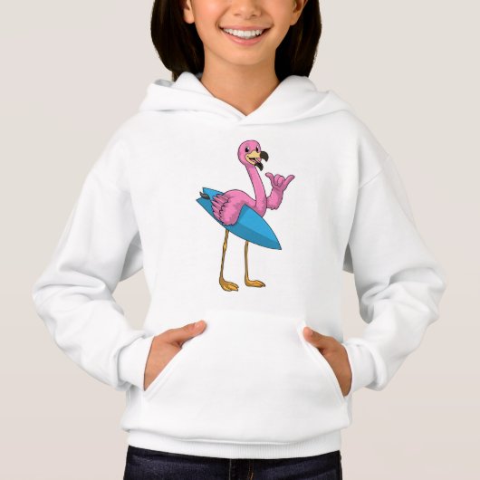 フラミンゴをサーフボードとサーファー (正面)