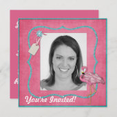 フラミンゴをテーマにしたパーティの招待状 招待状 (正面/裏面)