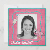 フラミンゴをテーマにしたパーティの招待状 招待状 (正面)