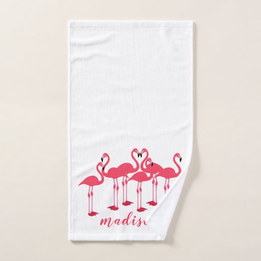 フラミンゴをテーマにしたピンクの群れ バスタオルセット (ハンドタオル)