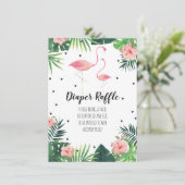 フラミンゴをテーマにした赤ちゃんシャワーおむつラッフルカード 招待状 (スタンド正面)