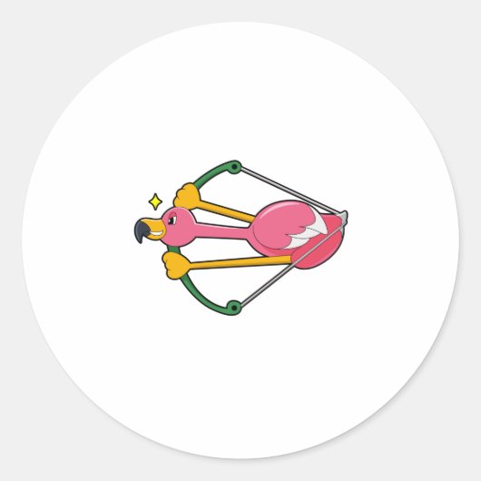 フラミンゴを矢のように弓で ラウンドシール (正面)