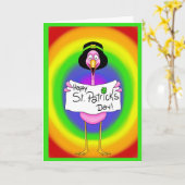 フラミンゴアイリッシュセントパトリックのデイカードレインボー カード (黄色い花)