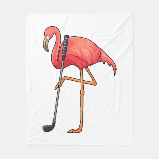 フラミンゴアットゴルフクラブ付きゴルフ フリースブランケット (正面)