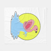 フラミンゴアットサーフィンオンウォーター フリースブランケット (正面(横))