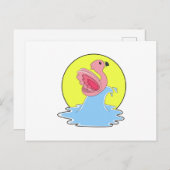 フラミンゴアットサーフィンオンウォーター ポストカード (正面/裏面)