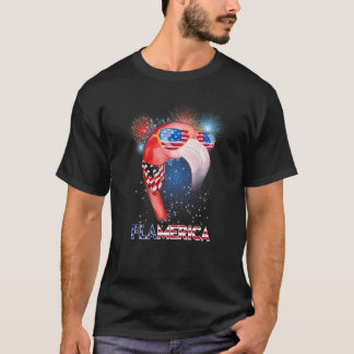フラミンゴアメリカ国旗Flamerica 7月P日 Tシャツ